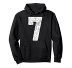 Distressed White Number 7 Jersey Hoodie - Streetwear Style for Adults