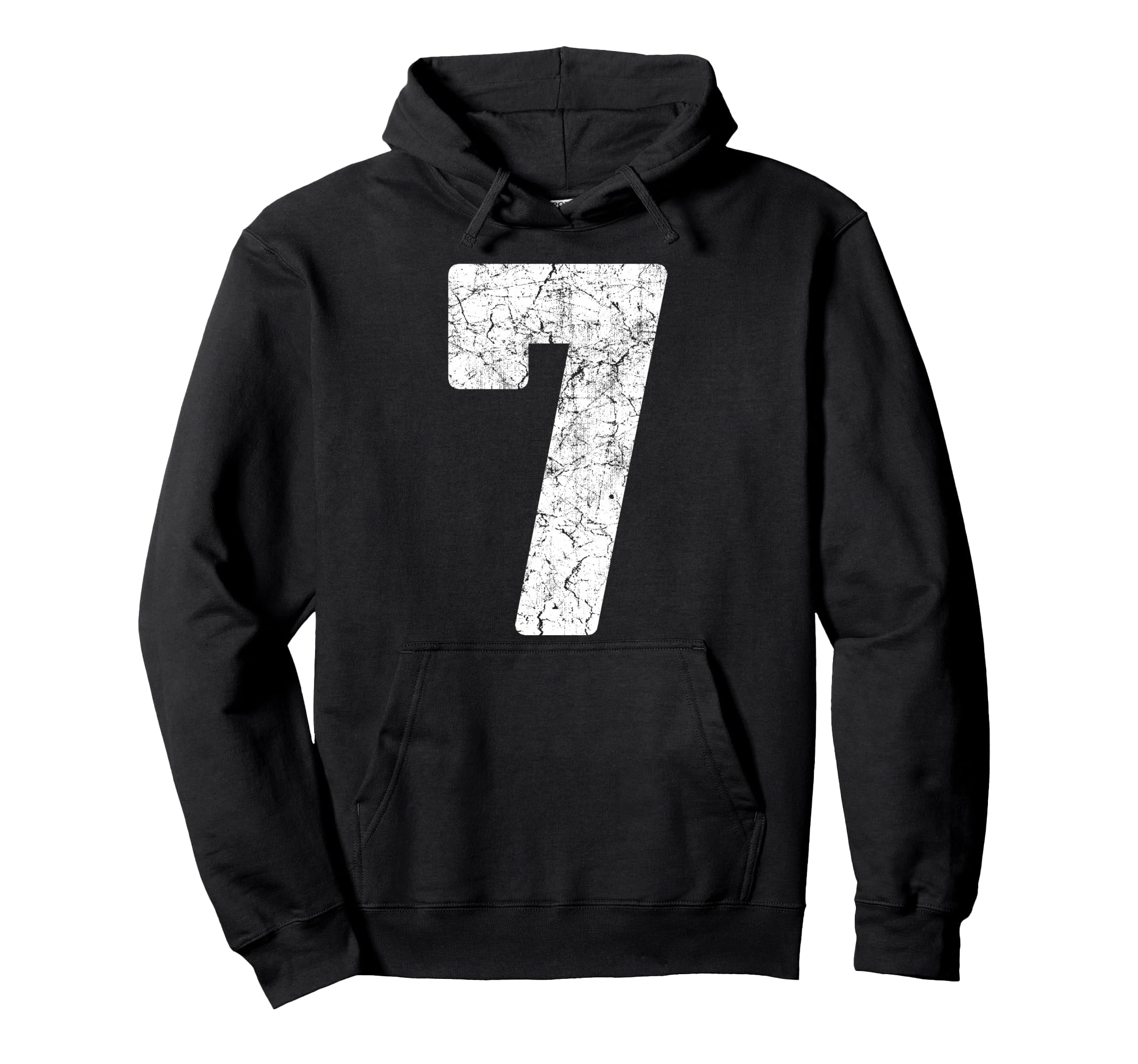 Distressed White Number 7 Jersey Hoodie - Streetwear Style for Adults