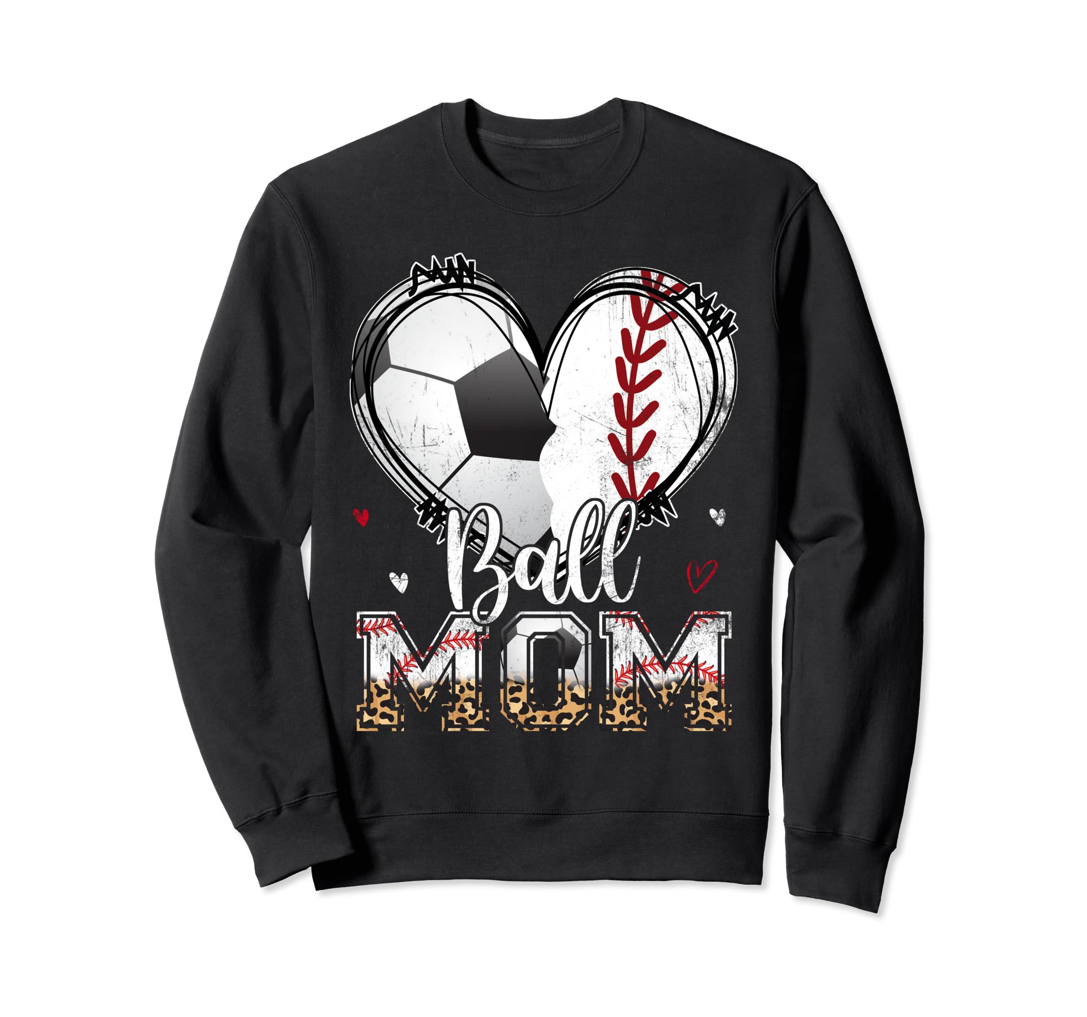 Ball Mom Baseball Soccer Heart Sweatshirt - Graphic Print Men Women