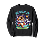 Soccer Player Tiger Kickin It Sweatshirt - Trendy Graphic for Adults