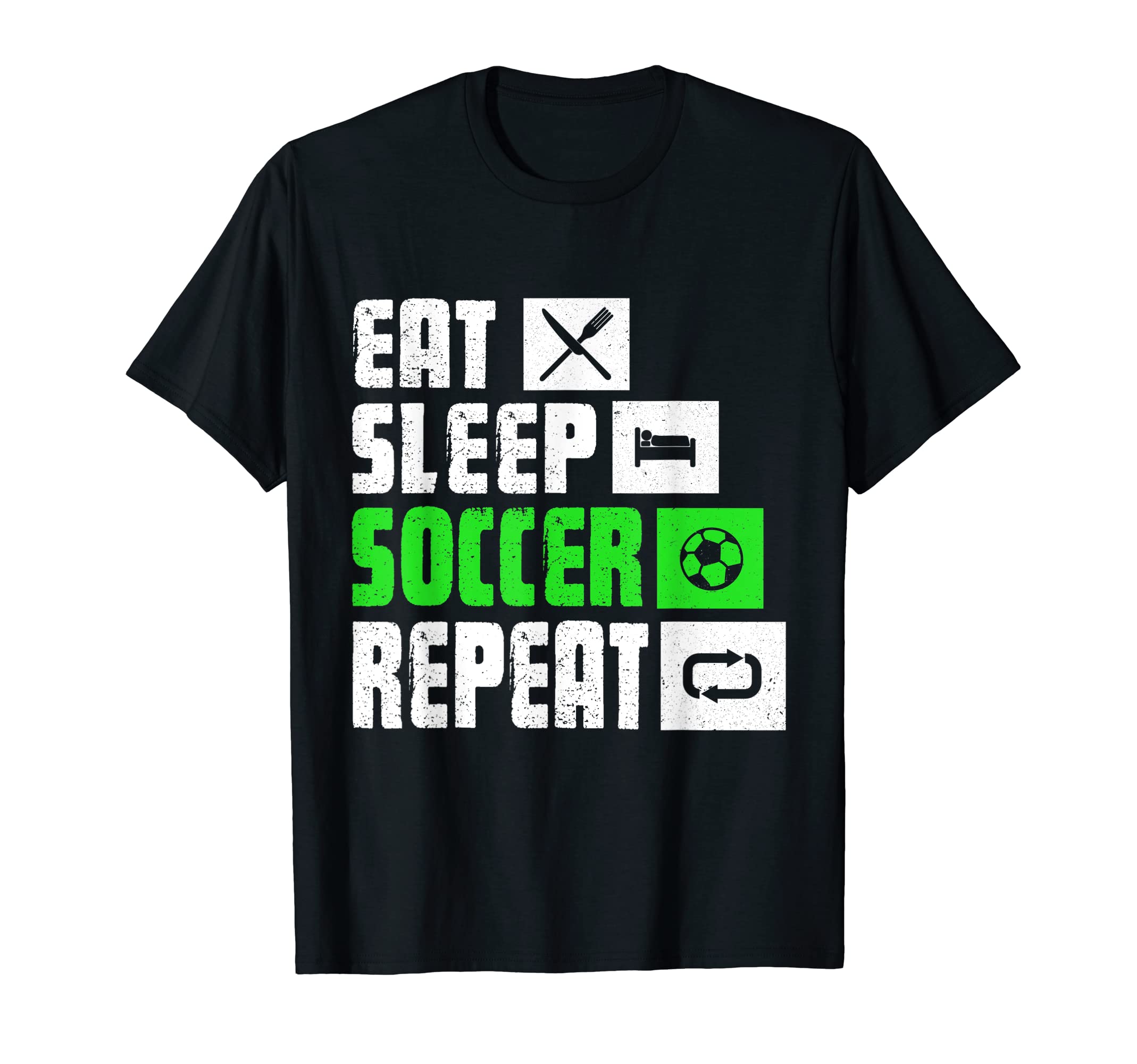 Eat Sleep Soccer Repeat Funny Soccer T-Shirt - Minimalist Print for Adults