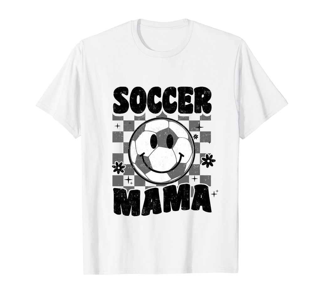 Soccer Mama Checkered Groovy Soccer T-Shirt - Minimalist Print Men Women