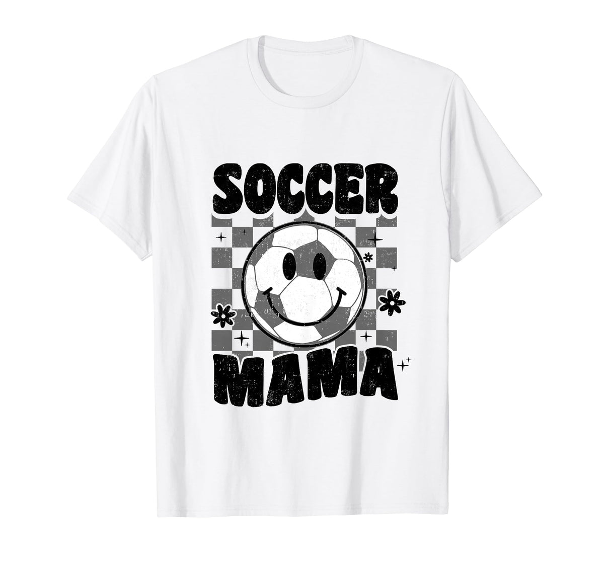 Soccer Mama Checkered Groovy Soccer T-Shirt - Minimalist Print Men Women