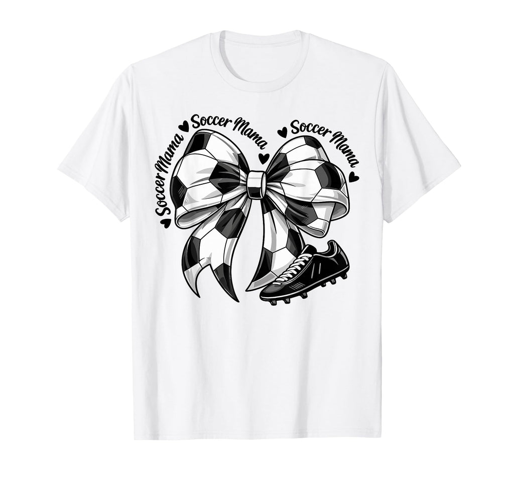 Soccer Mama Mom Coquette Bows T-Shirt - Minimalist Print for Adults