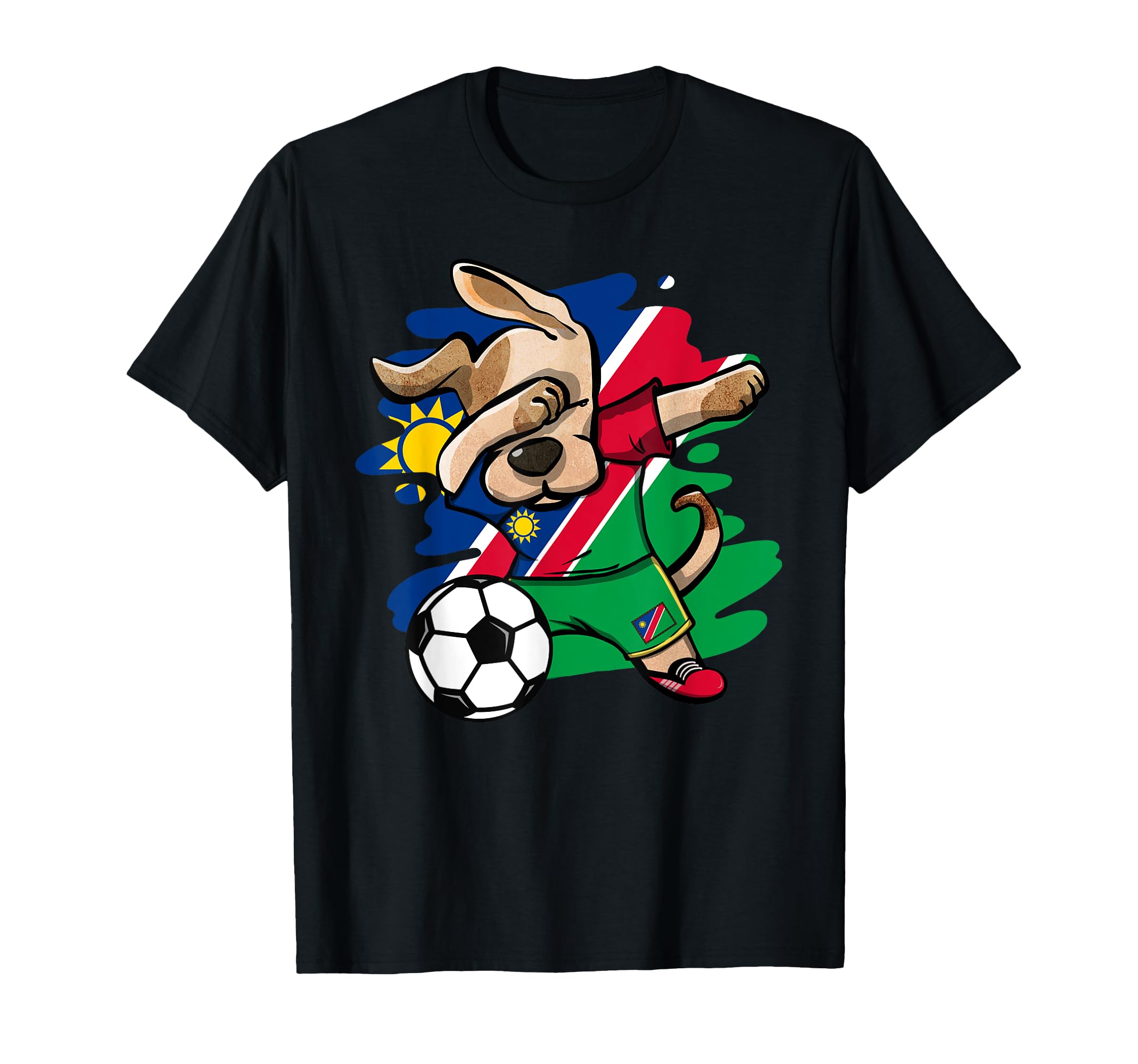 Dabbing Dog Namibia Soccer Fans T-Shirt - Fun Novelty Design for Adults