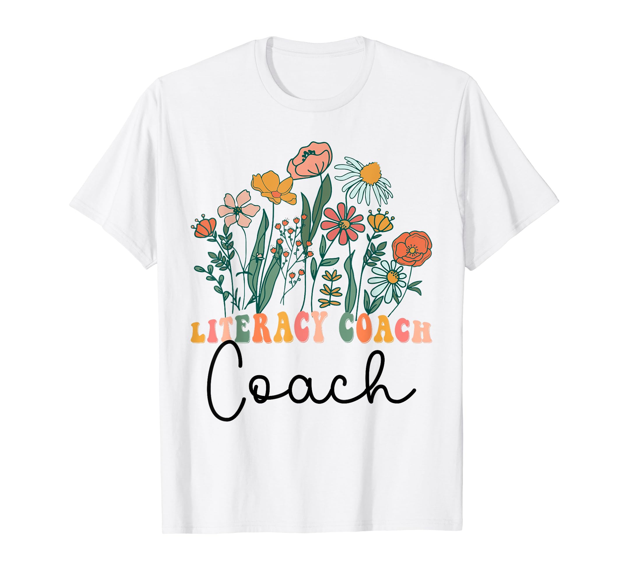 Groovy Wildflower Literacy Coach T-Shirt - Fun Novelty Design Men Women