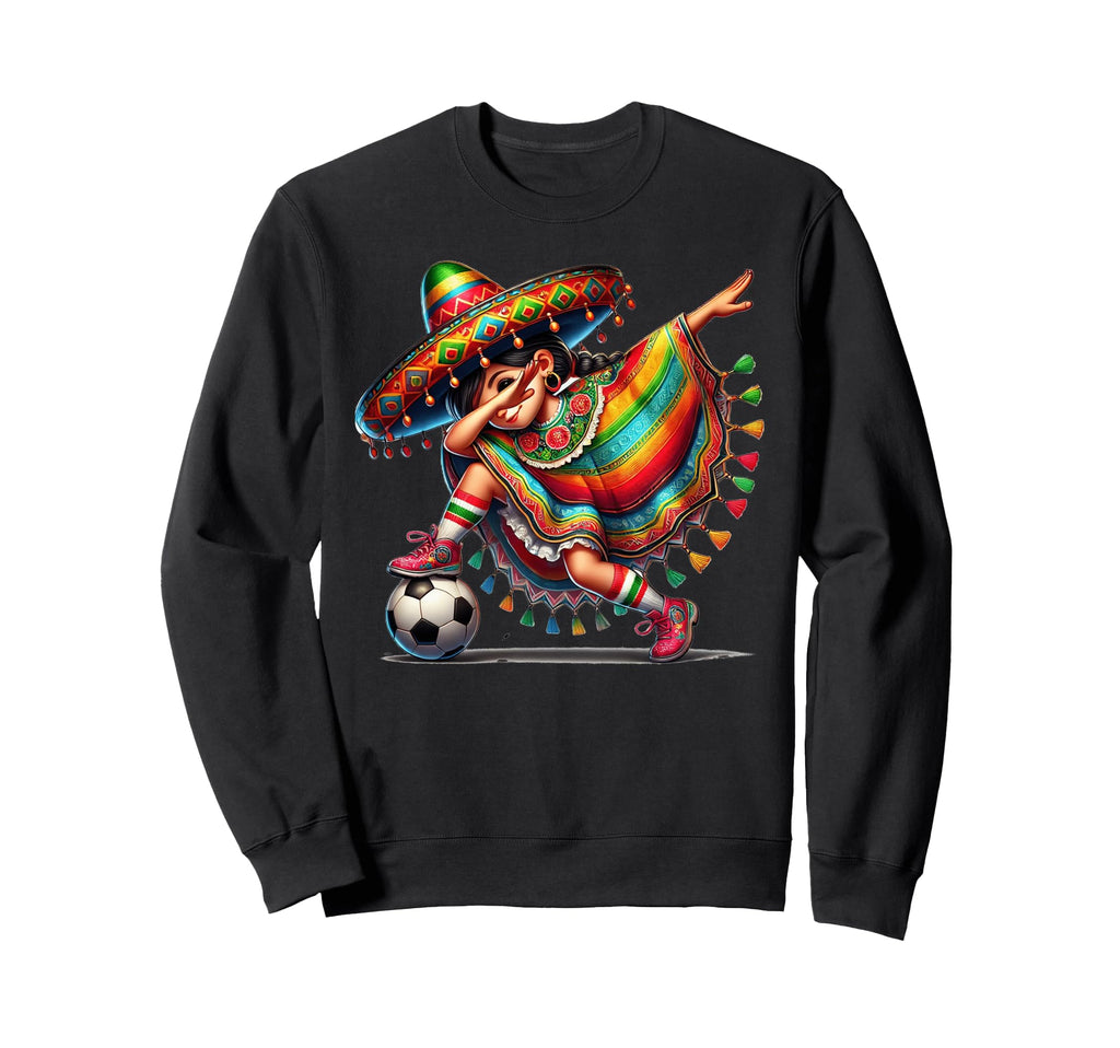 Mexican Soccer Dabbing Chica Sweatshirt - Aesthetic Graphic Unisex