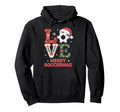 Merry Soccermas Funny Soccer Love Santa Hat Hoodie - Graphic Print Unisex