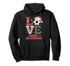 Merry Soccermas Funny Soccer Love Santa Hat Hoodie - Graphic Print Unisex