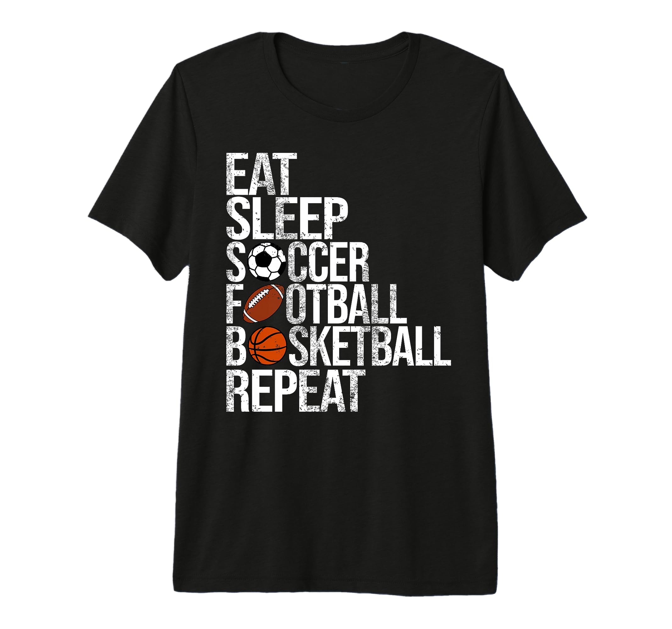 Eat Sleep Soccer Football Basketball T-Shirt - Fun Novelty Design Unisex