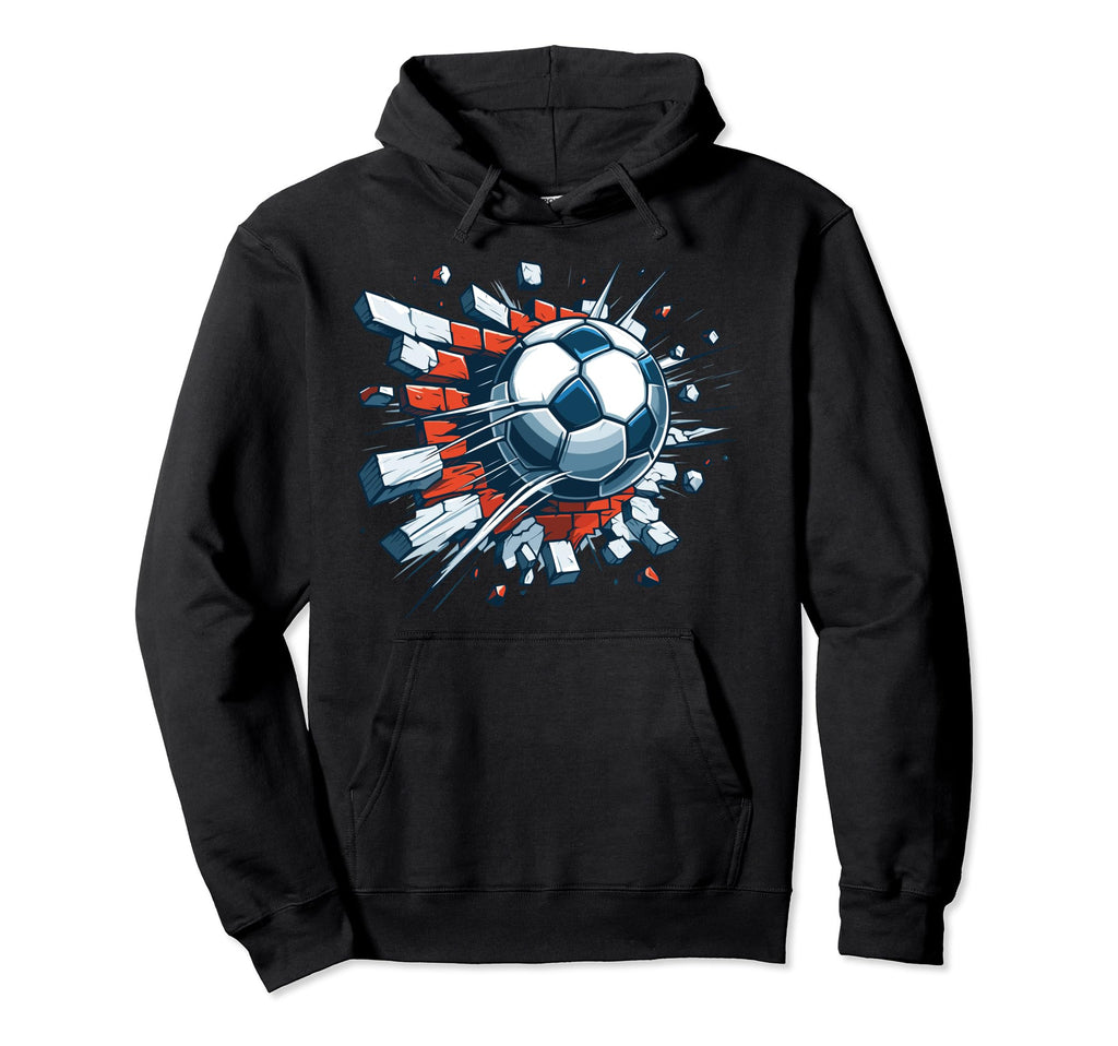 Soccer Ball Break Wall Soccer Sports Hoodie - Unique Graphic for Adults