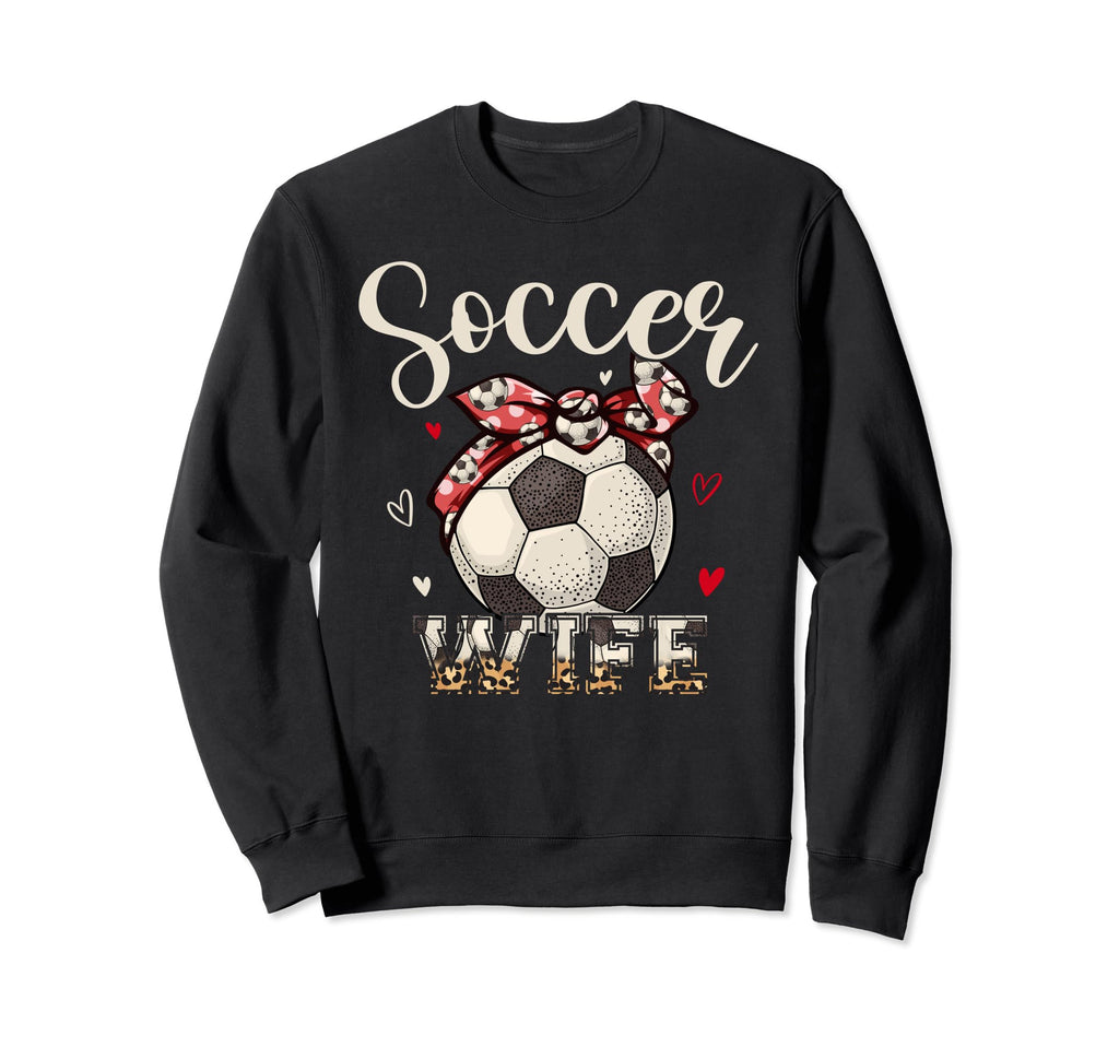 Soccer Wife Headband Leopard Soccer Sweatshirt - Unique Graphic Unisex
