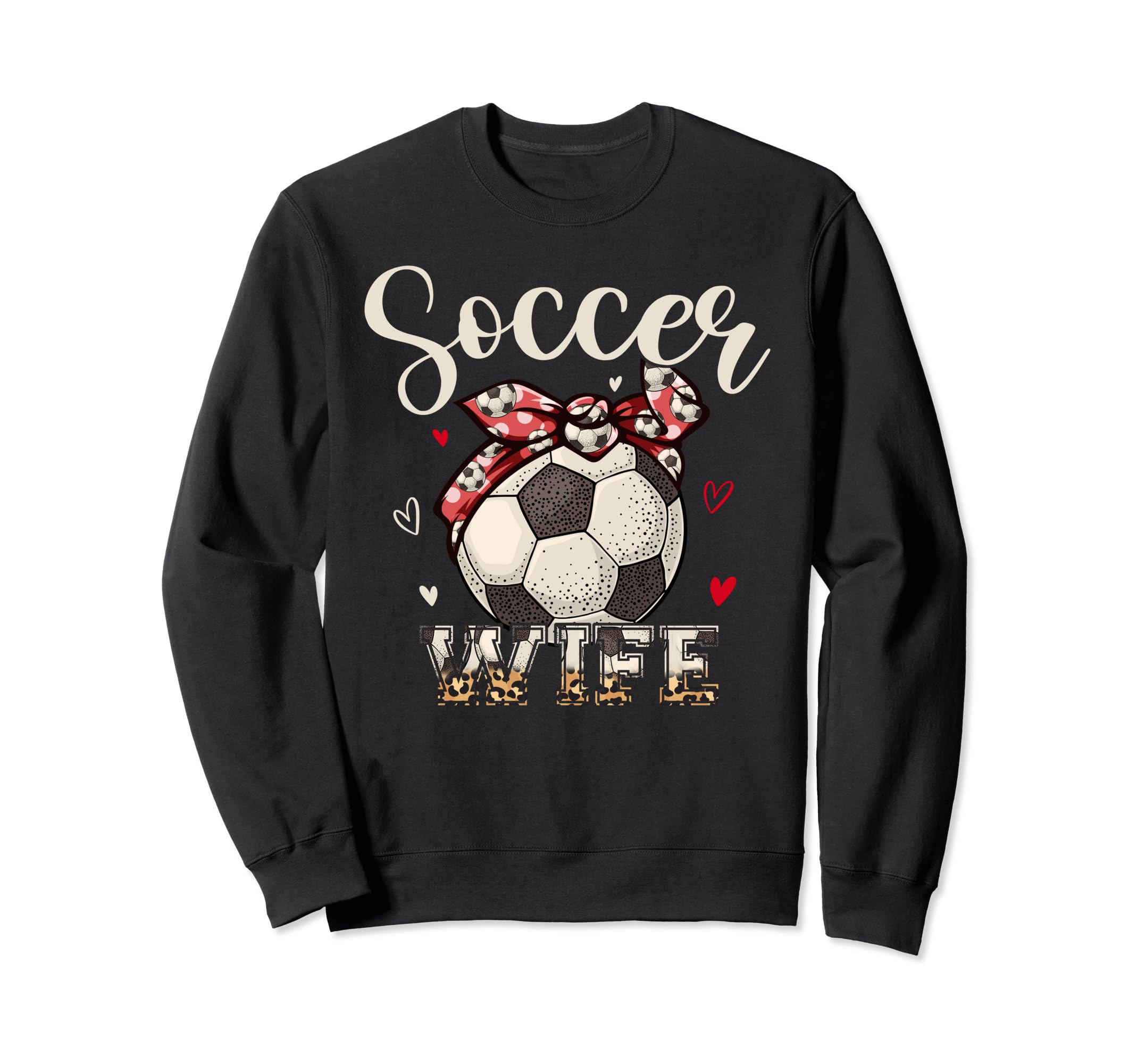 Soccer Wife Headband Leopard Soccer Sweatshirt - Unique Graphic Unisex