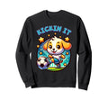 Kickin It Soccer Player Puppy Sweatshirt - Aesthetic Graphic for Adults
