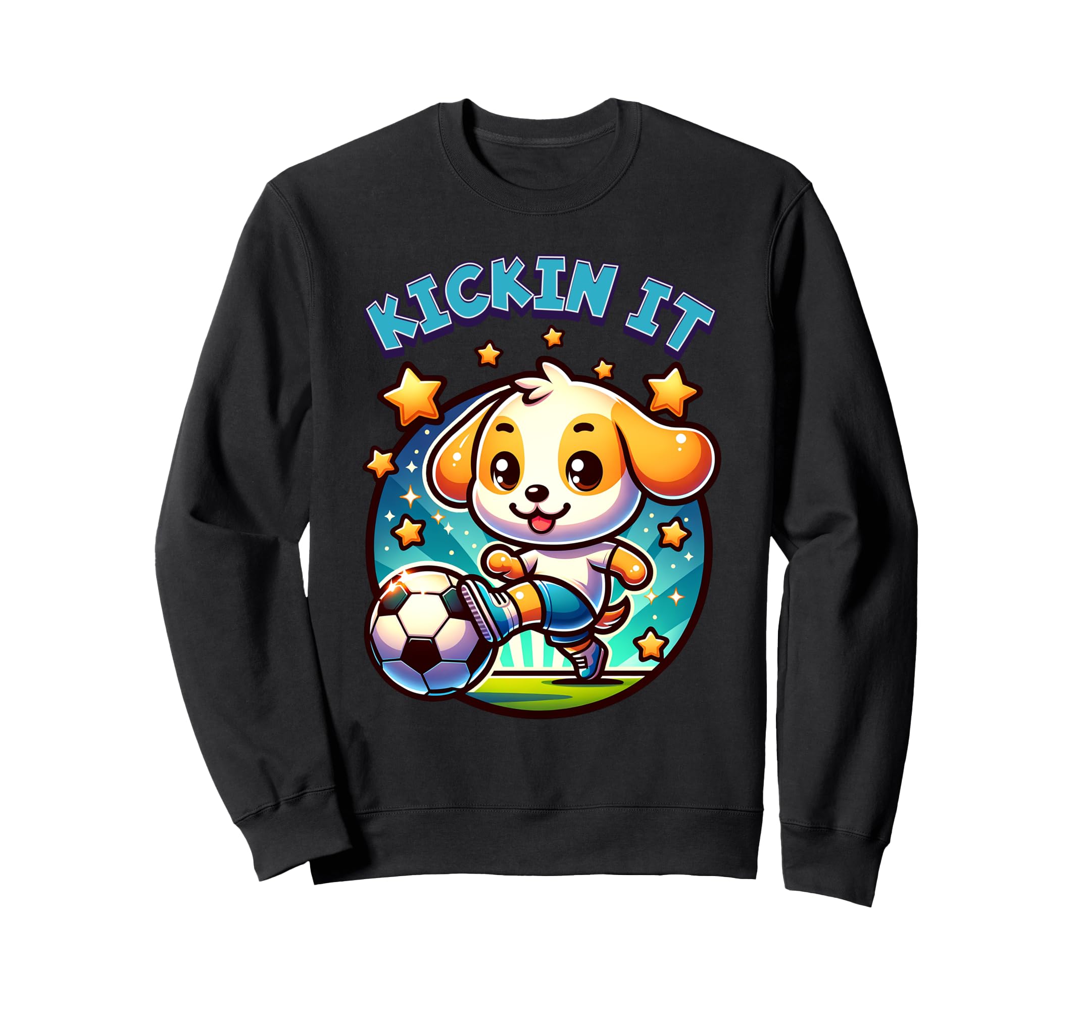 Kickin It Soccer Player Puppy Sweatshirt - Aesthetic Graphic for Adults
