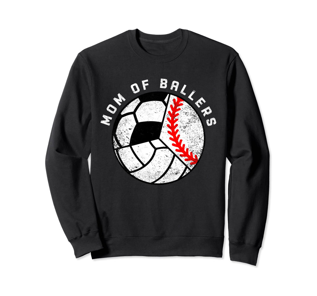 Mom Ballers Funny Baseball Sweatshirt - Unique Graphic Men Women