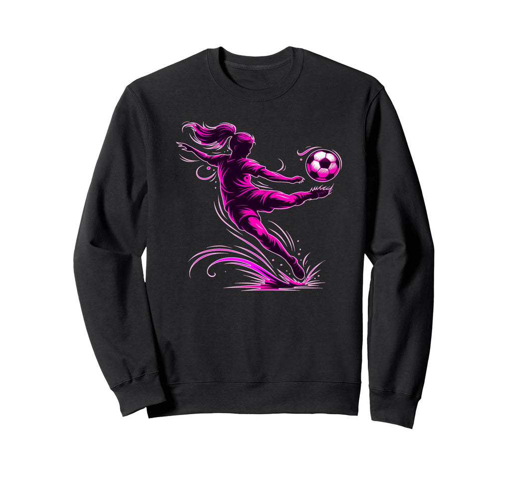 Soccer Player Mid Kick Dynamic Sweatshirt - Minimalist Print for Adults