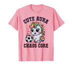Funny Soccer Unicorn Aura Chaos Core T-Shirt - Streetwear Style for Adults