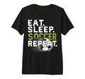 Funny Soccer Eat Sleep Soccer Repeat Tri T-Shirt - Novelty Apparel Unisex