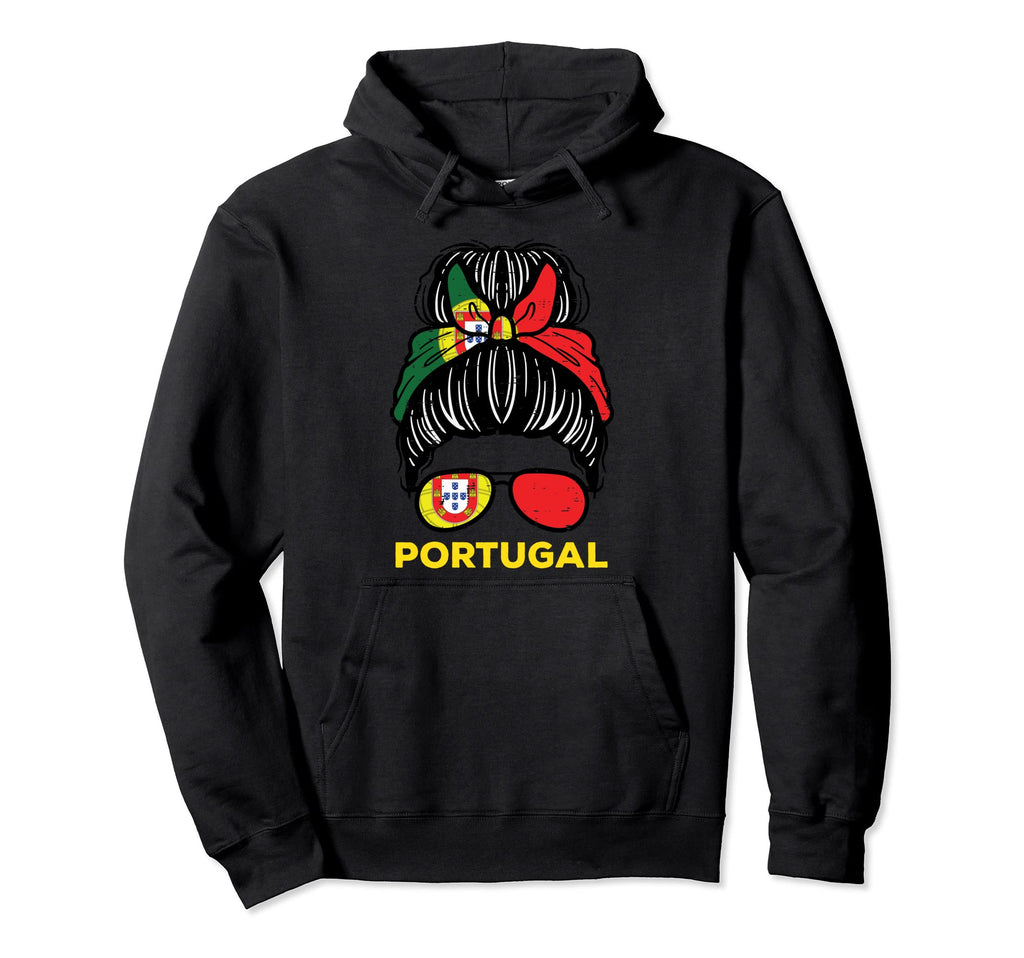 Portugal Flag Hairbun Football Soccer Hoodie - Minimalist Print Men Women