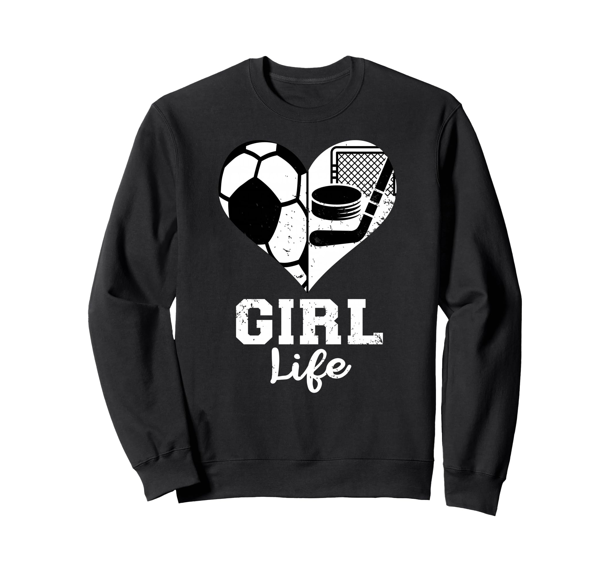 Life Heart Funny Soccer Hockey Sweatshirt - Casual Everyday Wear Unisex