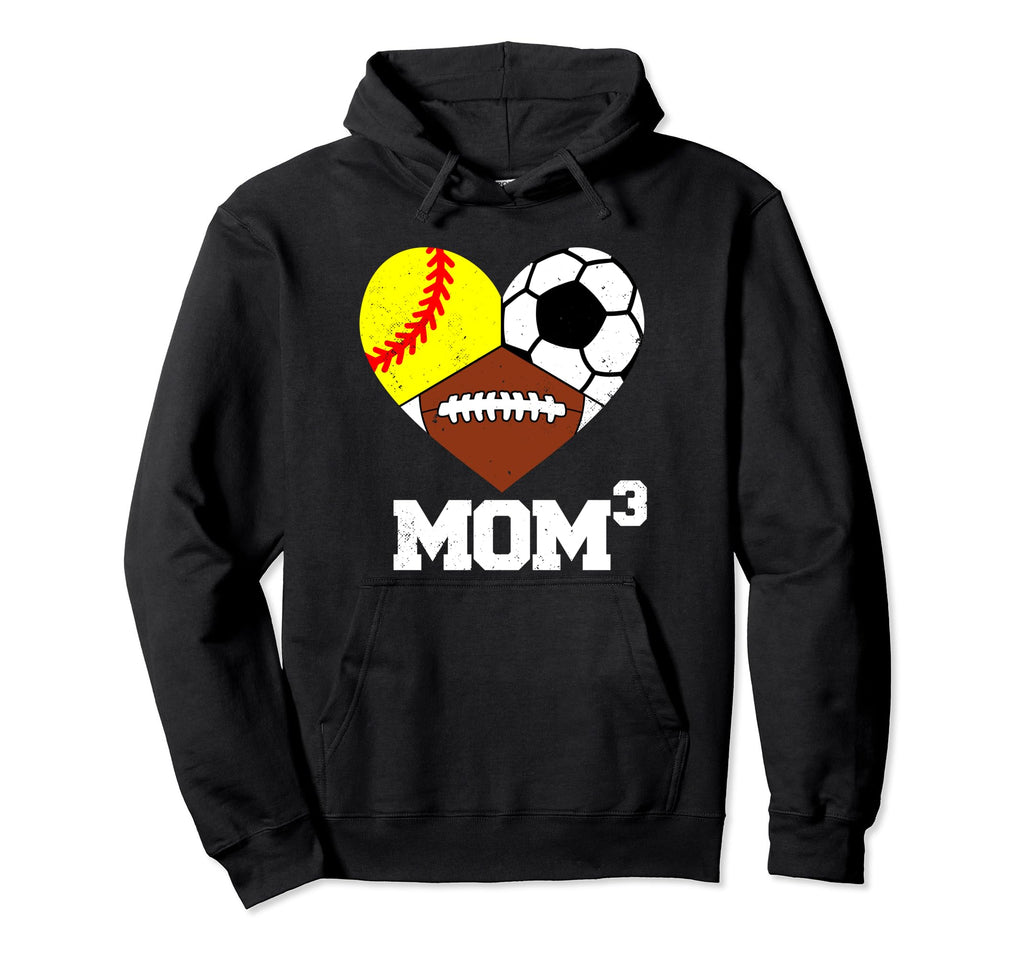 Mom Cubed Mom3 Mom Three Softball Hoodie - Aesthetic Graphic for Adults