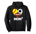 Mom Cubed Mom3 Mom Three Softball Hoodie - Aesthetic Graphic for Adults