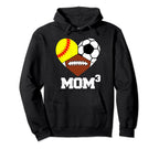 Mom Cubed Mom3 Mom Three Softball Hoodie - Aesthetic Graphic for Adults