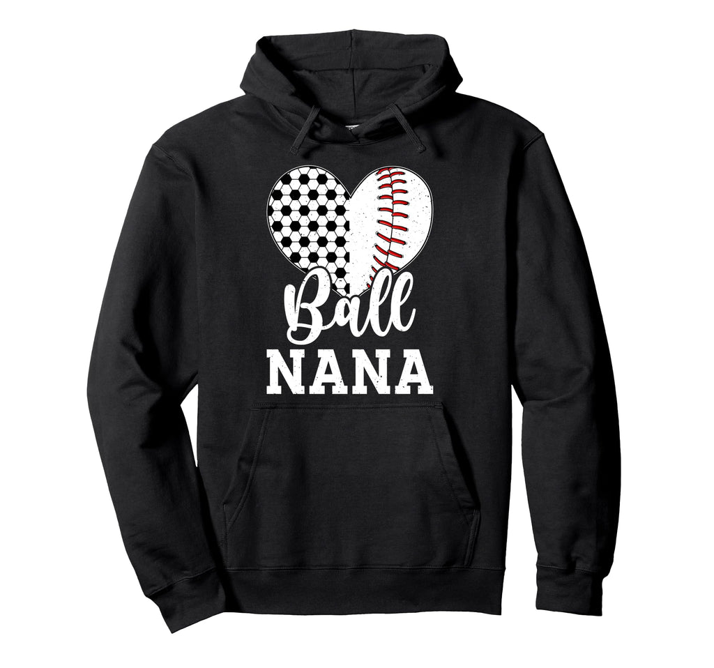Ball Nana Grandma Heart Baseball Soccer Hoodie - Unique Graphic for Adults