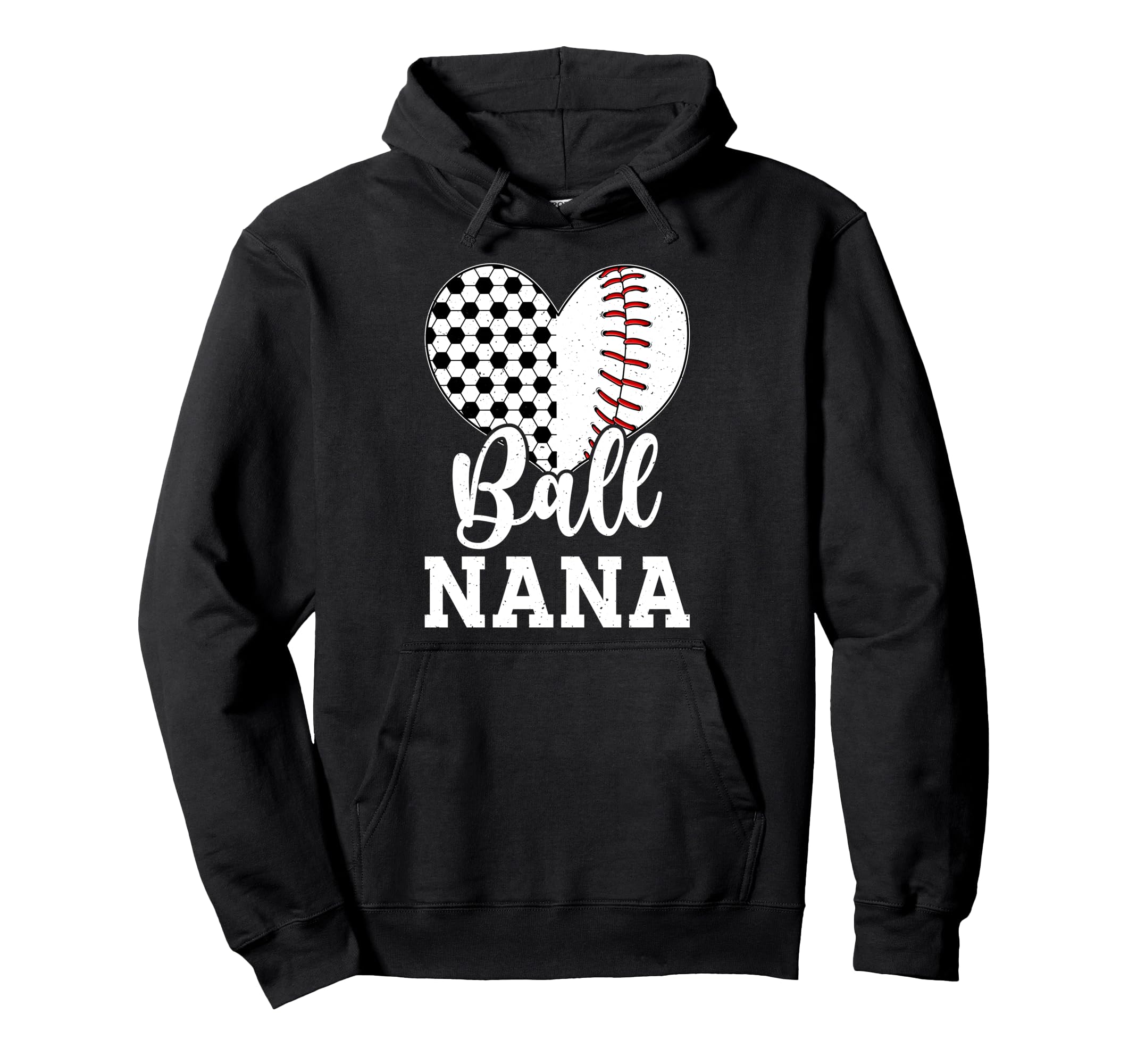 Ball Nana Grandma Heart Baseball Soccer Hoodie - Unique Graphic for Adults