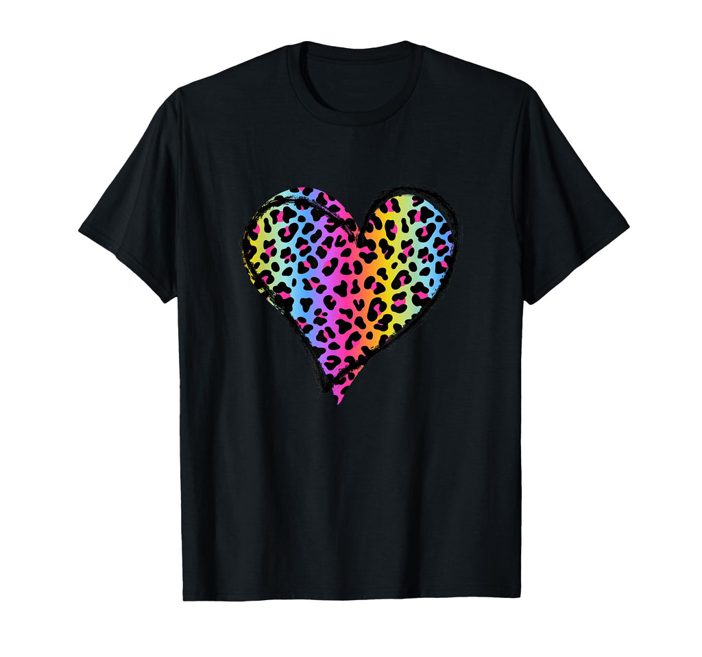 Heart Rainbow Cheetah Leopard Tiger T-Shirt - Novelty Apparel Unisex