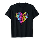 Heart Rainbow Cheetah Leopard Tiger T-Shirt - Novelty Apparel Unisex
