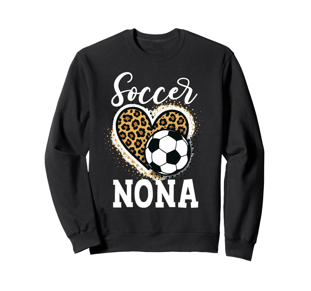 Soccer Nona Leopard Heart Love Soccer Sweatshirt - Graphic Print Men Women
