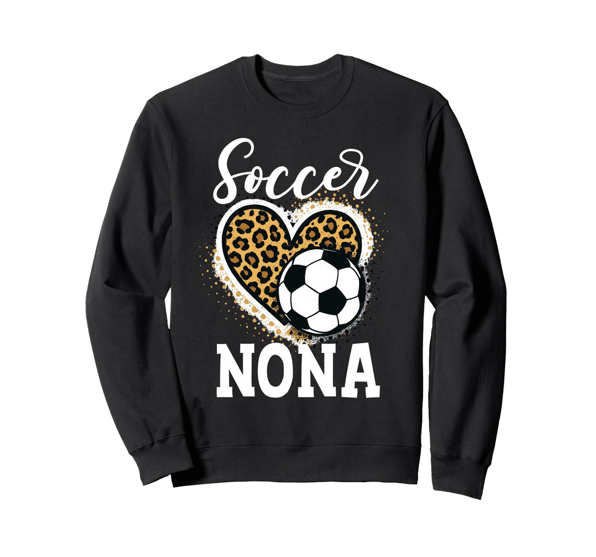 Soccer Nona Leopard Heart Love Soccer Sweatshirt - Graphic Print Men Women