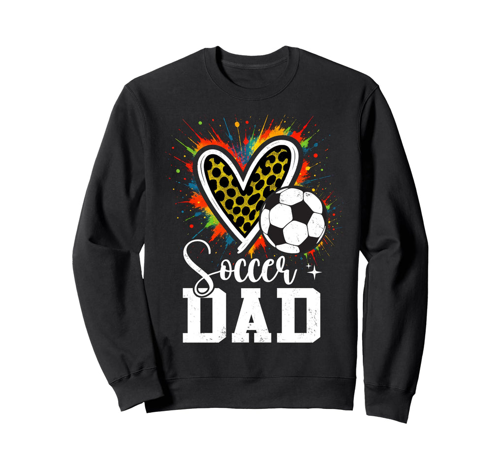 Soccer Dad Leopard Heart Colorful Sweatshirt - Graphic Print for Adults