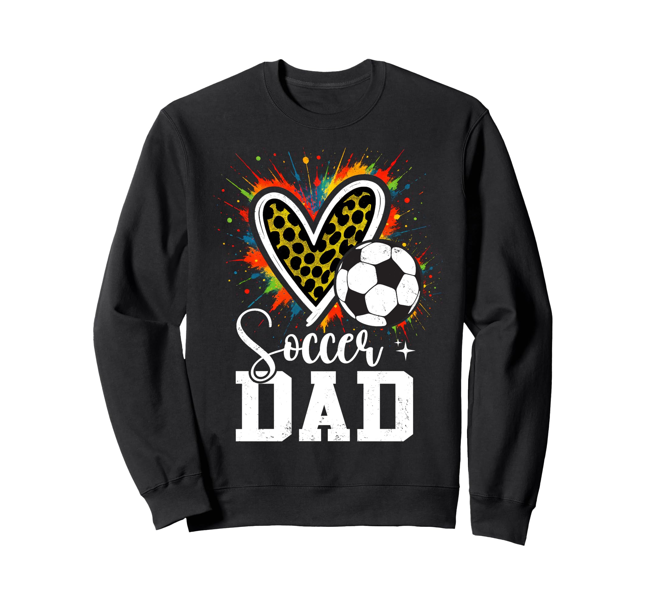 Soccer Dad Leopard Heart Colorful Sweatshirt - Graphic Print for Adults