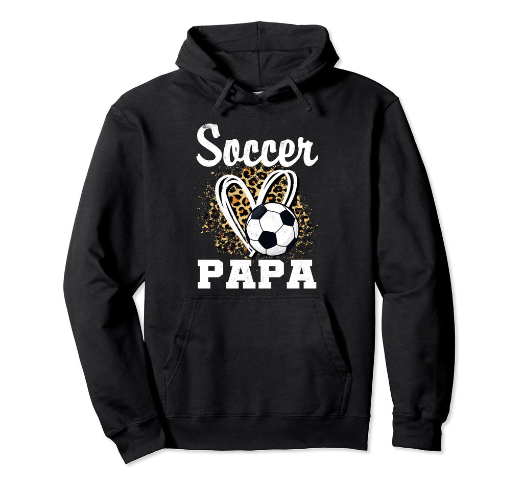 Soccer Papa Leopard Heart Hoodie - Fun Novelty Design Unisex