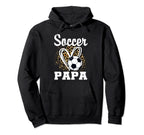 Soccer Papa Leopard Heart Hoodie - Fun Novelty Design Unisex