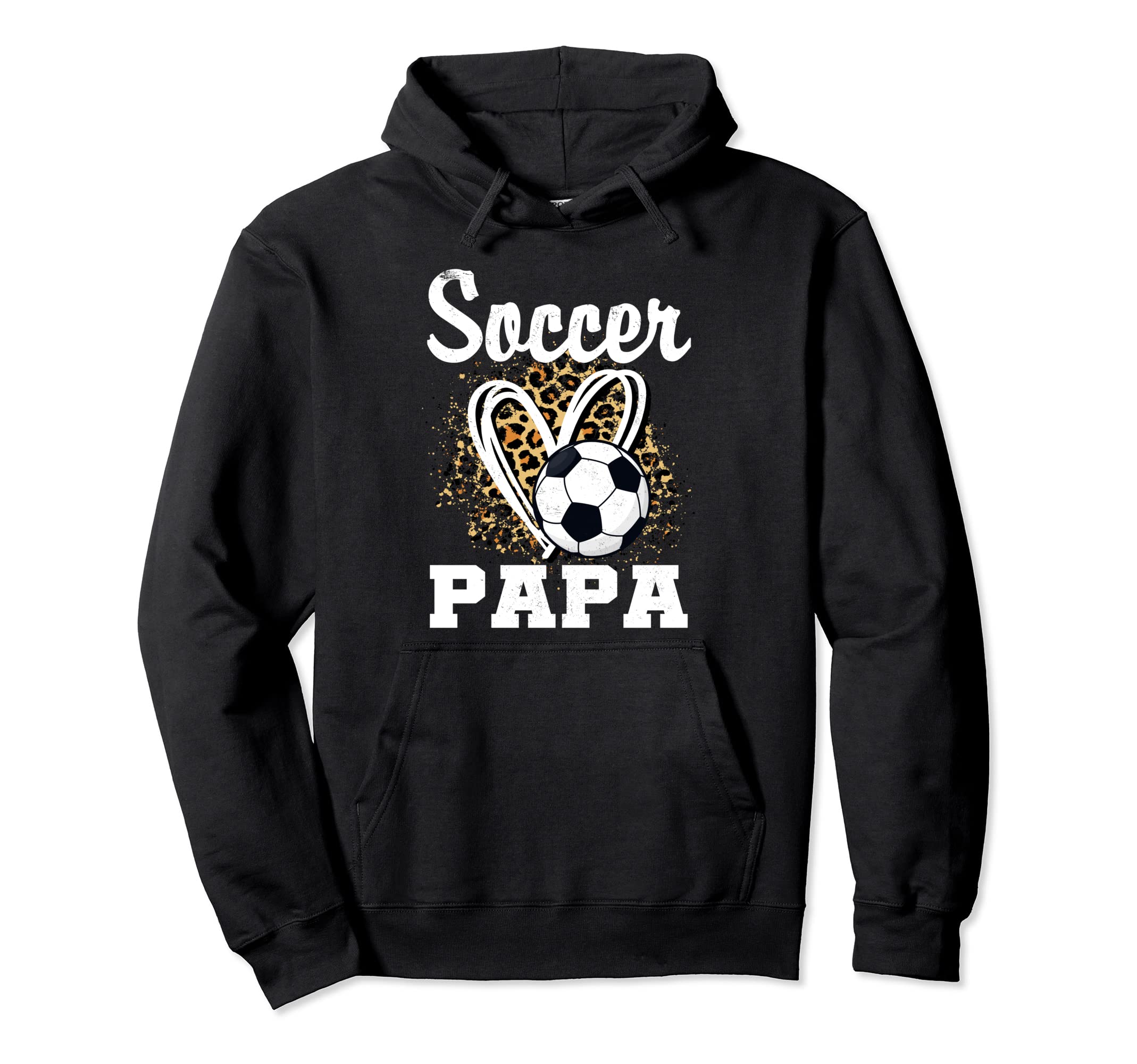 Soccer Papa Leopard Heart Hoodie - Fun Novelty Design Unisex