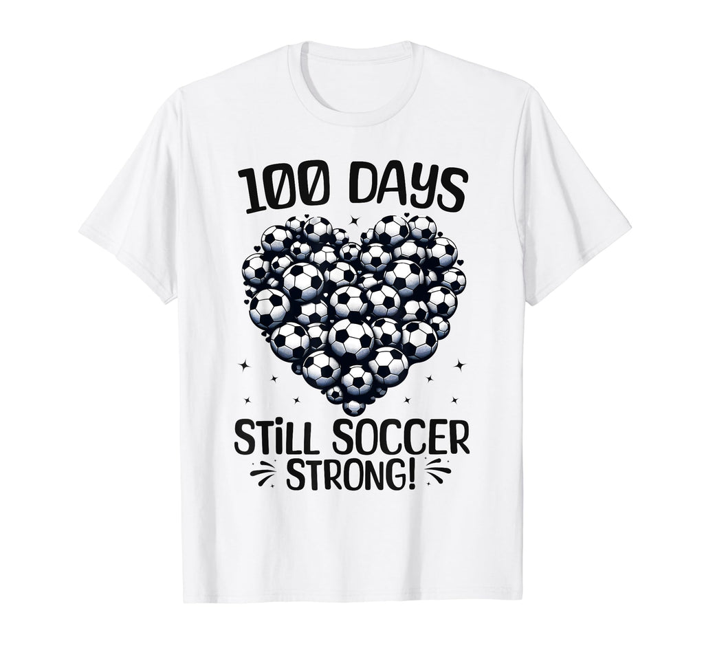 100 Days School Soccer Heart Love T-Shirt - Casual Everyday Wear Unisex