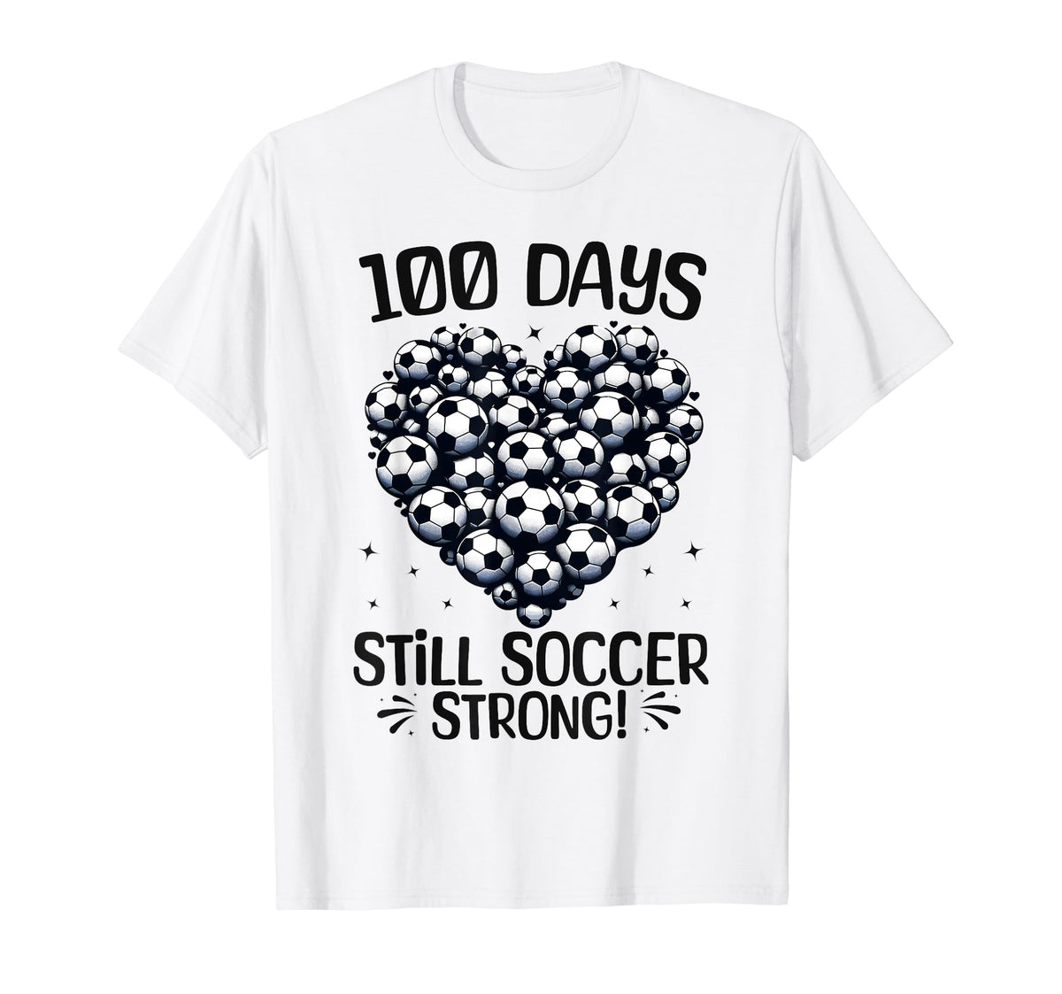 100 Days School Soccer Heart Love T-Shirt - Casual Everyday Wear Unisex