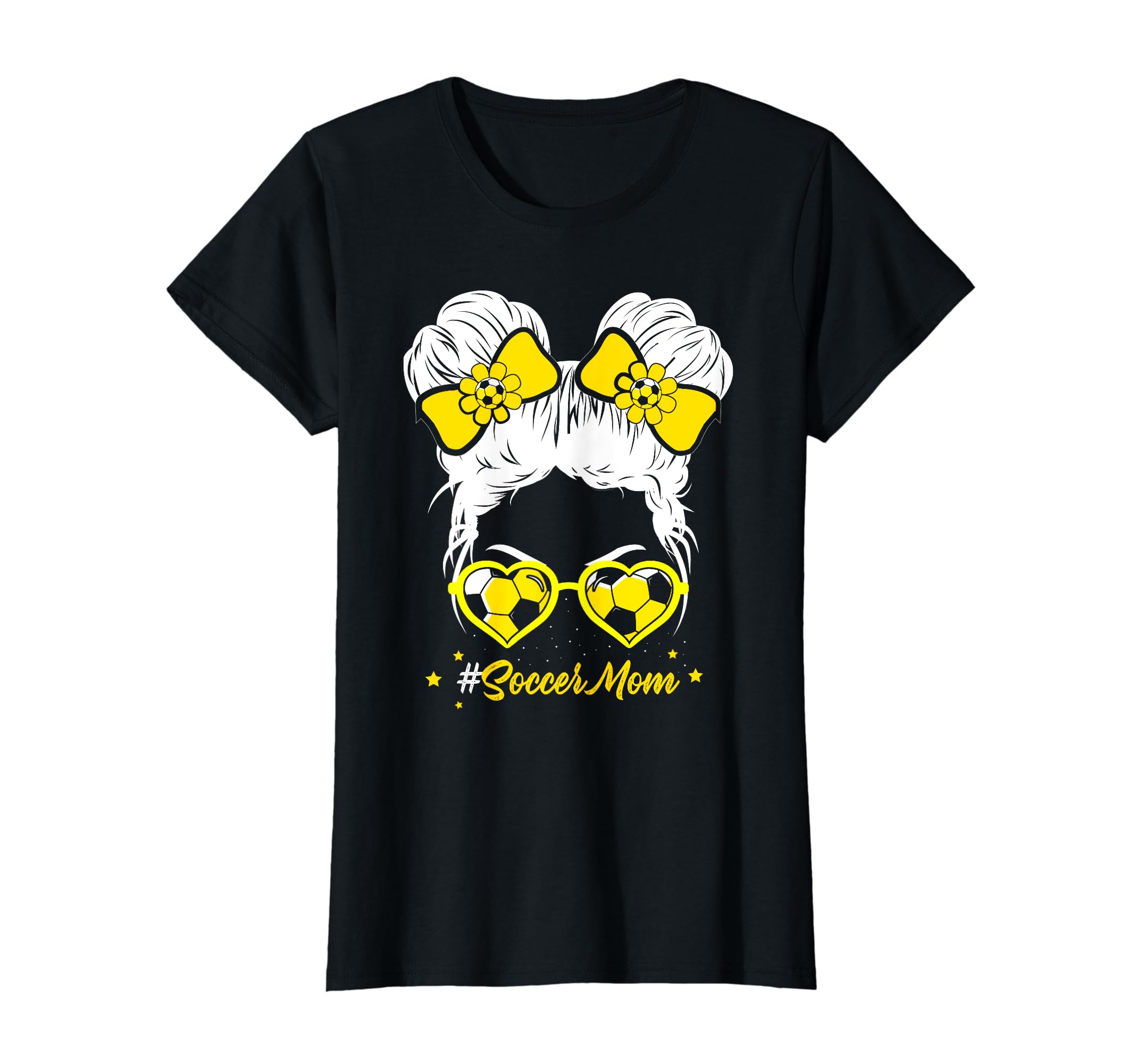 Soccer Mom Messy Bun Hair Soccer T-Shirt - Casual Everyday Wear Men Women