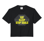 Eat Sleep Stop Goals Soccer Hockey T-Shirt - Trendy Graphic for Adults