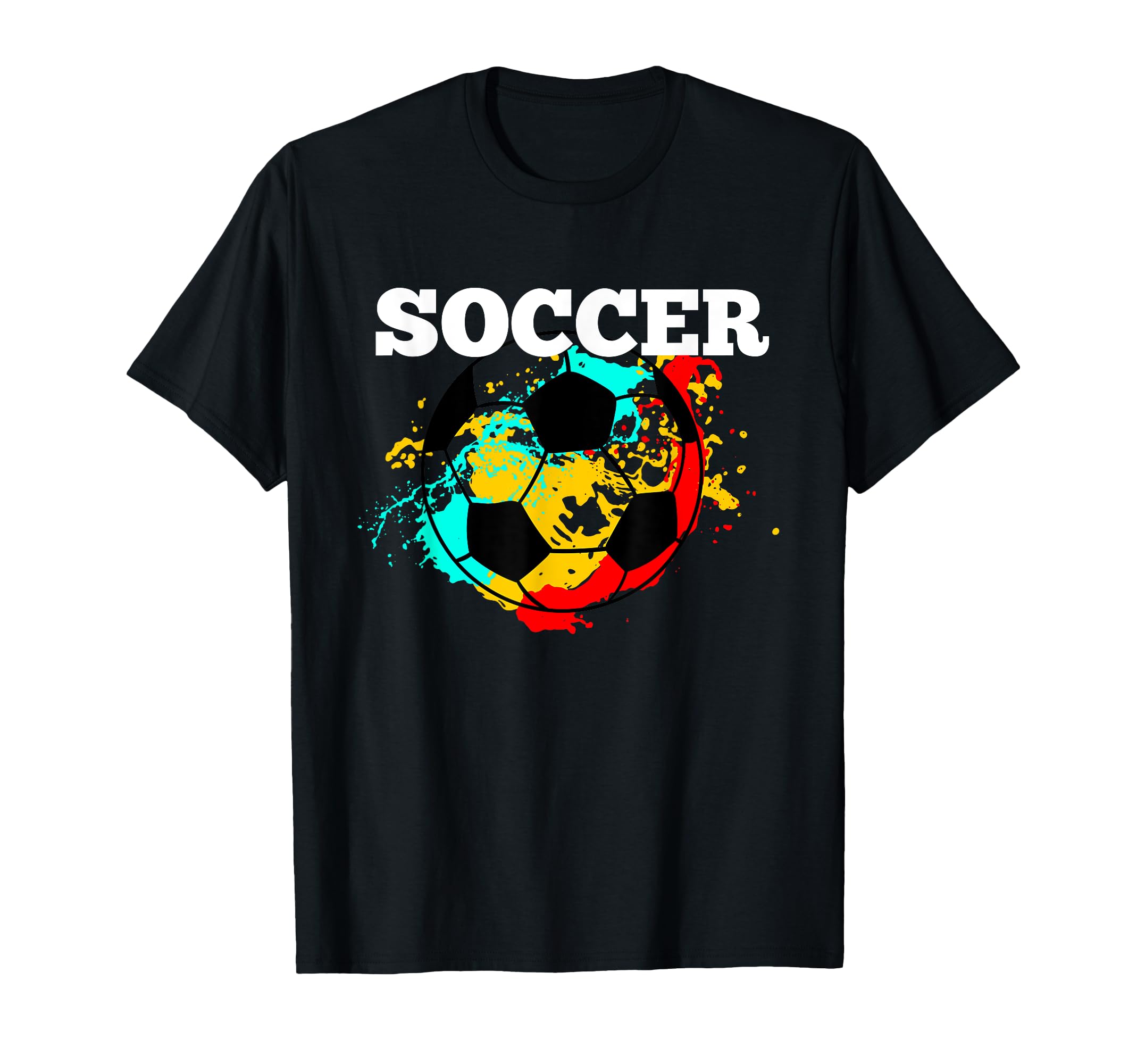 Soccer Player Coach Colorful Splatter T-Shirt - Unique Graphic for Adults