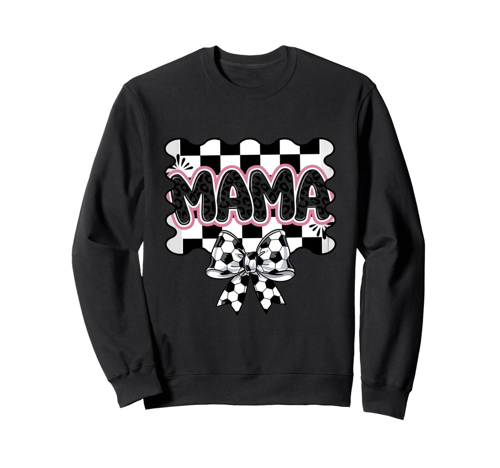 Checkered Soccer Mama Bow Leopard Sweatshirt - Trendy Graphic Men Women