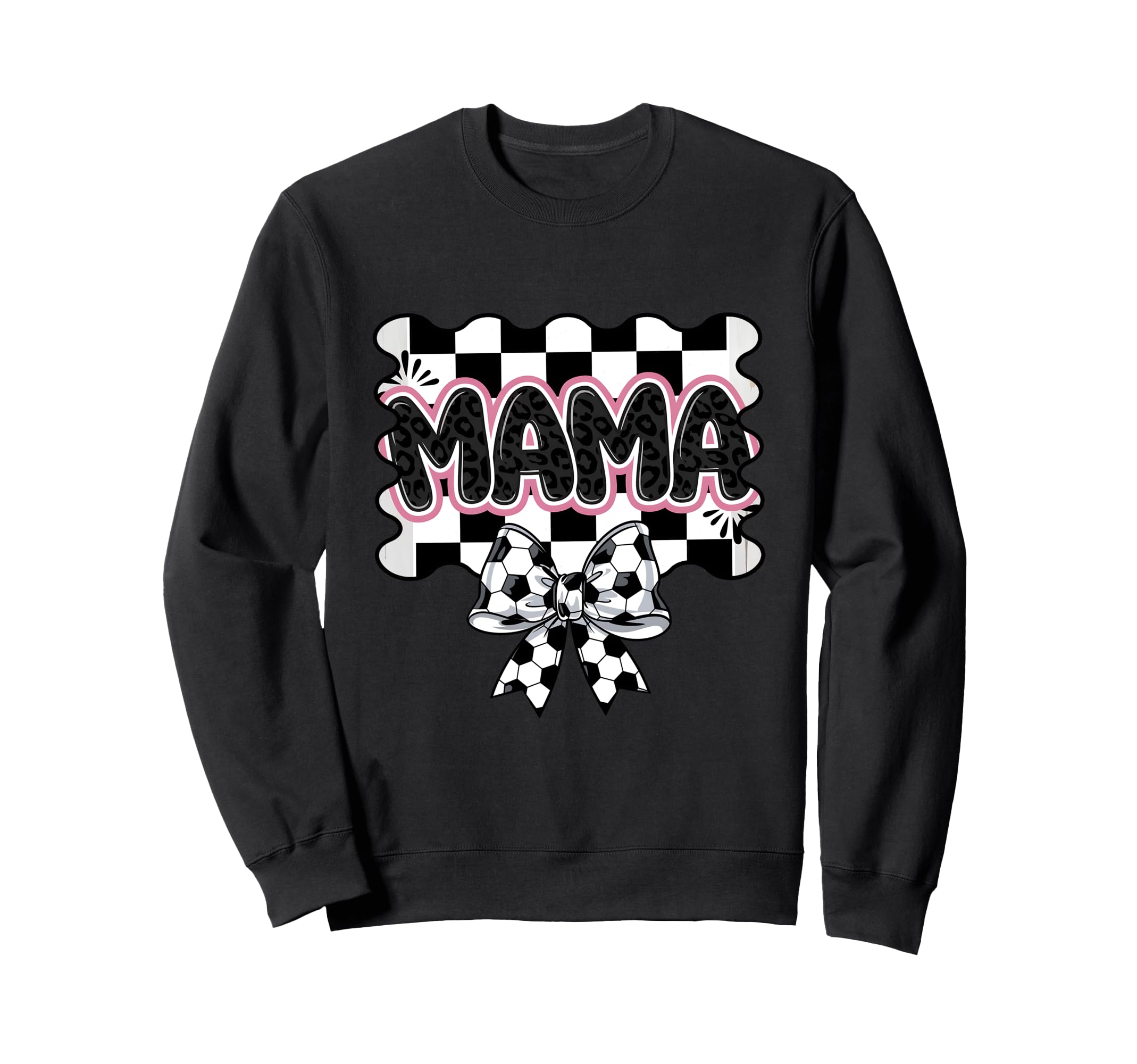 Checkered Soccer Mama Bow Leopard Sweatshirt - Custom Art Print Unisex