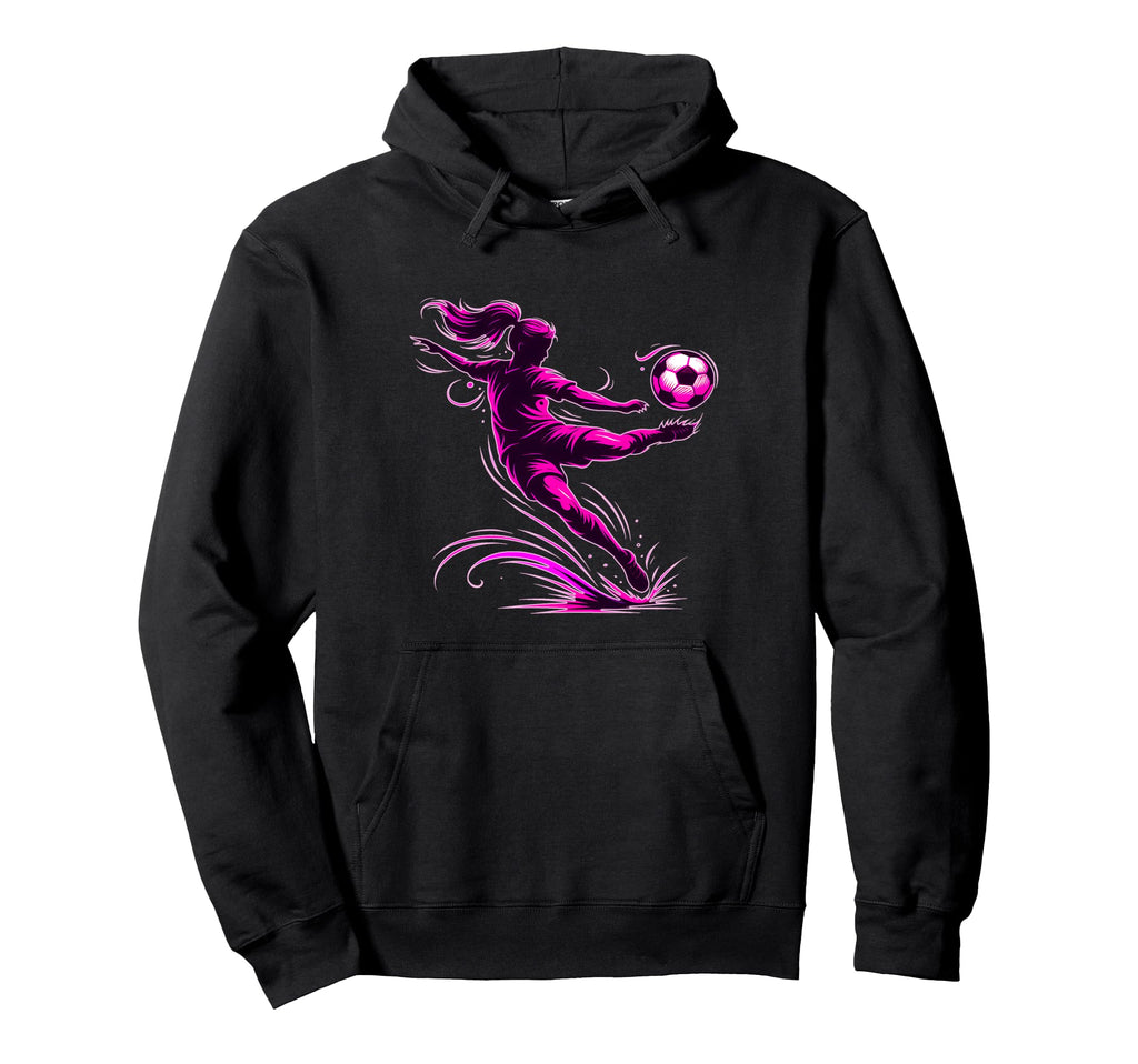 Soccer Player Mid Kick Dynamic Action Hoodie - Trendy Graphic Men Women