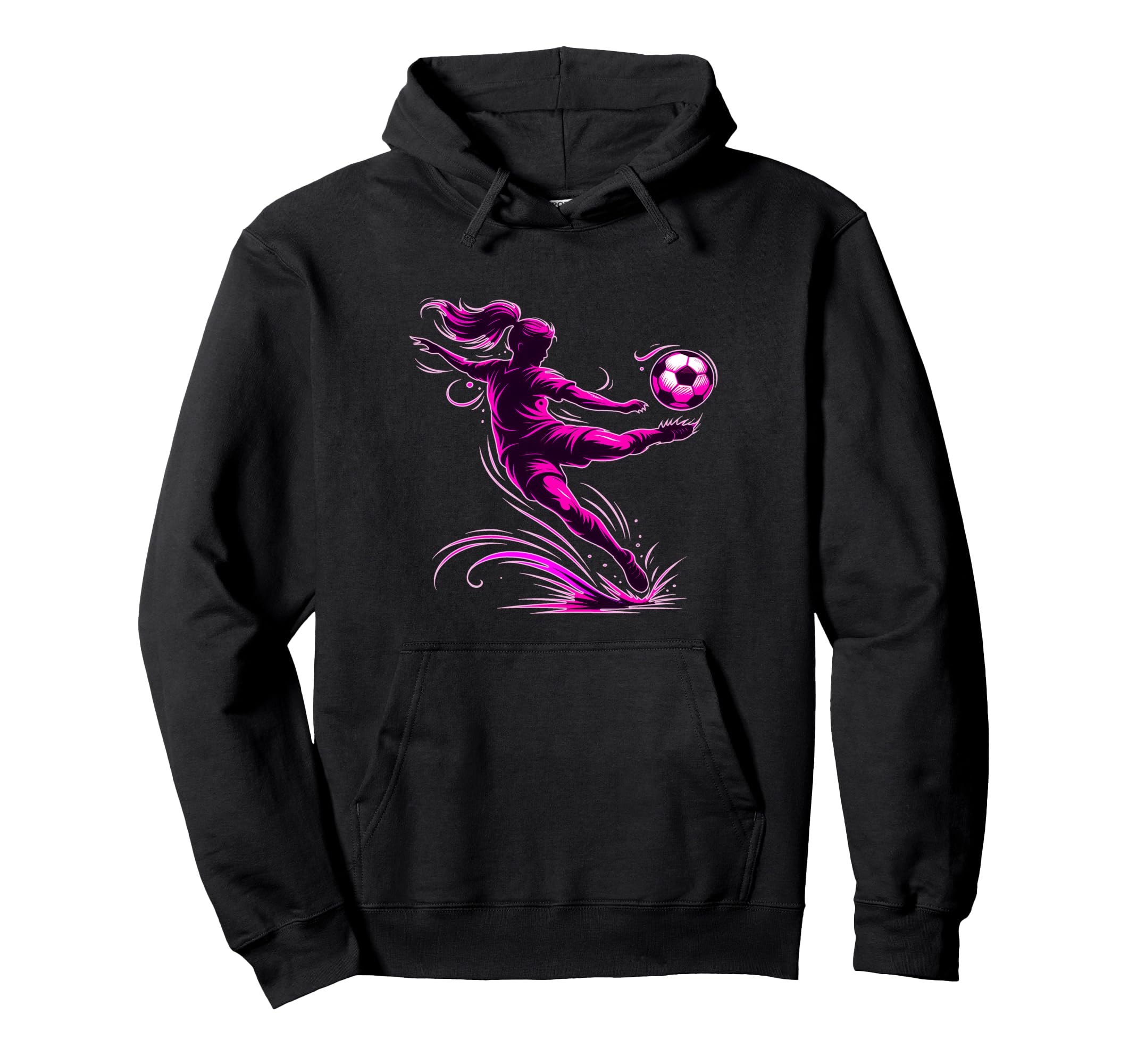 Soccer Player Mid Kick Dynamic Action Hoodie - Trendy Graphic Men Women
