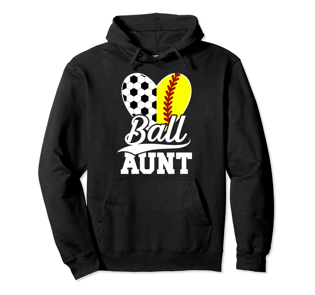 Ball Aunt Heart Soccer Softball Hoodie - Casual Everyday Wear Men Women