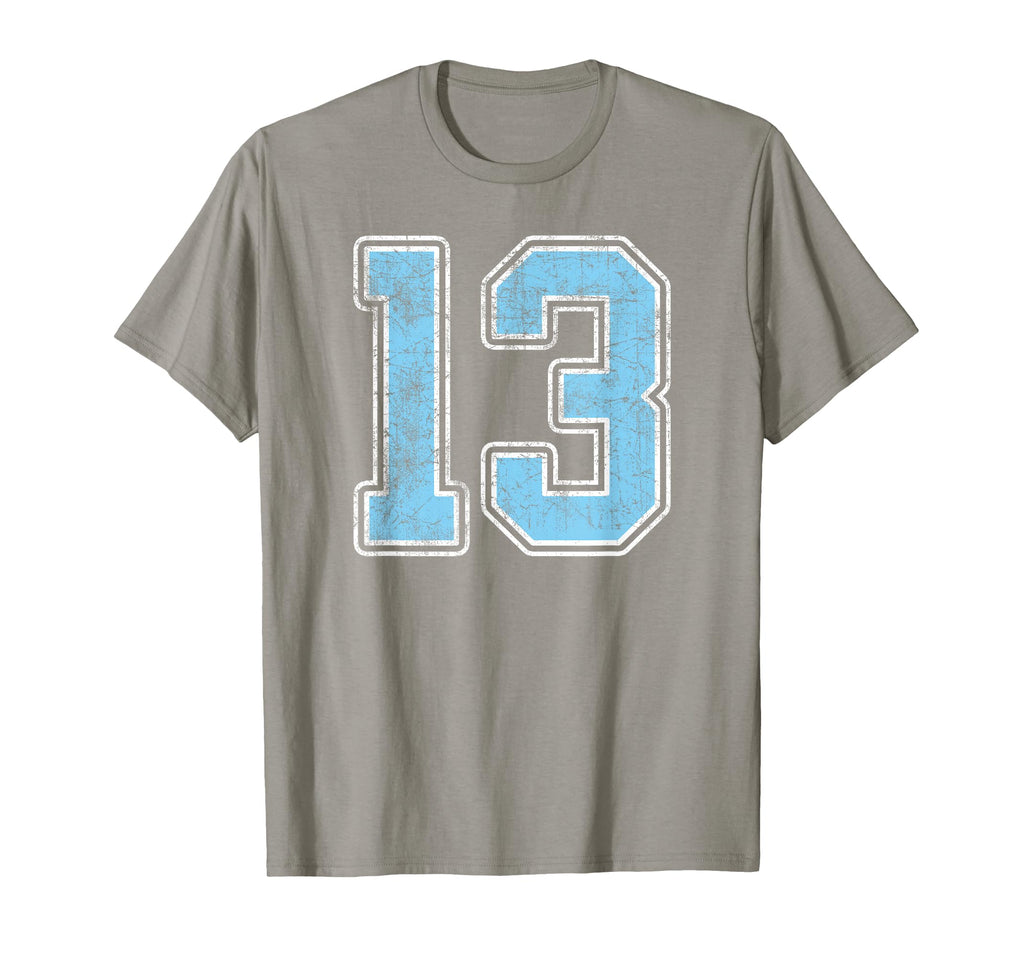 Blue White Number 13 Jersey Player T-Shirt - Custom Art Print Men Women